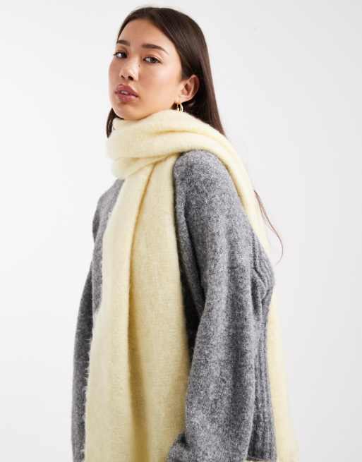 Miss Selfridge knitted tassel scarf in buttermilk