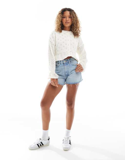 Miss Selfridge knit tie waist peplum cardigan in cream 