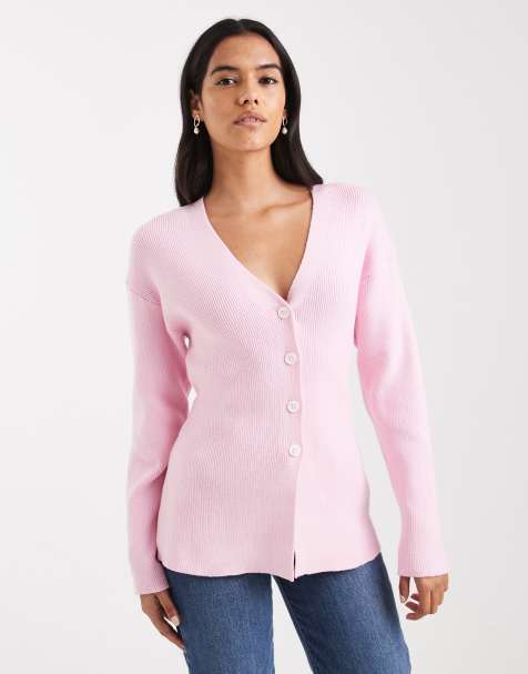Miss Selfridge knit waisted cardigan in soft pink - view 1