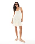 [Miss Selfridge] Miss Selfridge knitted baby doll mini dress in cream-White M CREAM
