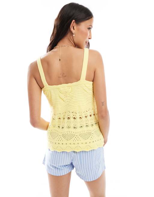 Miss Selfridge knitted baby doll top in butter yellow, 3 of 4