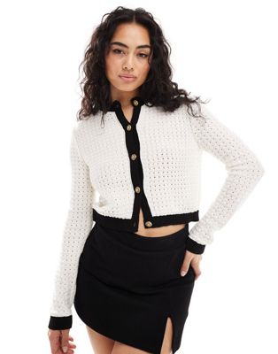 Miss Selfridge knitted cardigan with contrast tipping