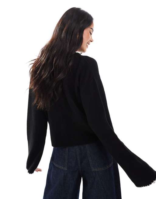 Miss Selfridge knitted contrast floral jacquard cardigan