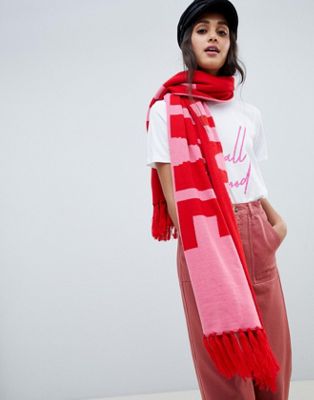 pink and red scarf