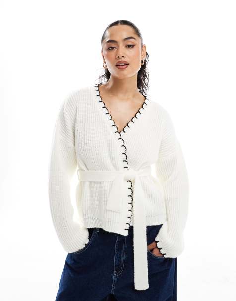 Miss Selfridge – Kofta med v-ringning, skärp och langettstygn - view 1
