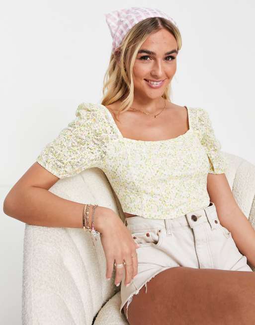 Miss Selfridge – Kolorowy koronkowy top gorsetowy ze wzorem, 3 z 4