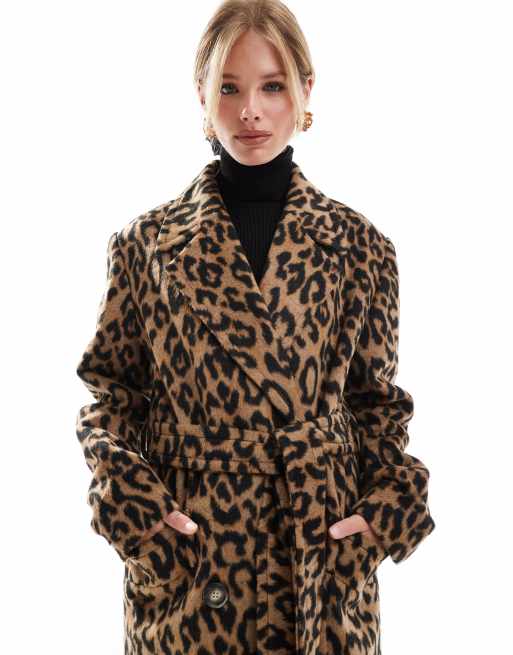 Miss Selfridge – Kopertowy elegancki płaszcz z paskiem w cętki, 2 z 4