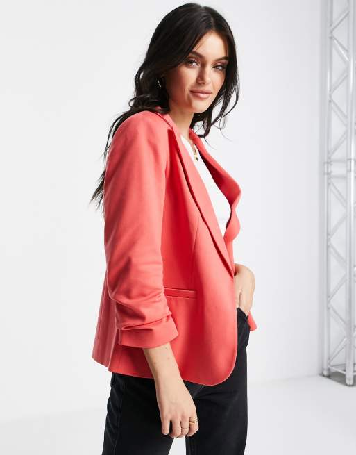 Miss Selfridge – Korallfärgad kavaj i courtelle-jersey