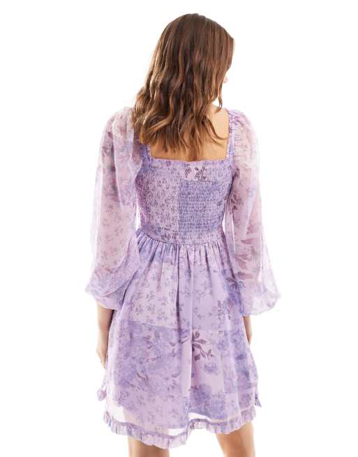 Miss Selfridge – Korsett-Minikleid aus Chiffon mit Blumenmuster in Patchwork-Optik und Schnürdetail, 2 von 4