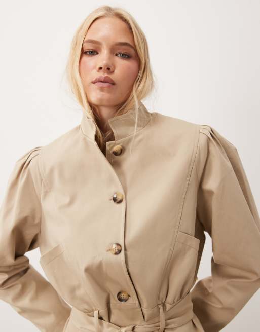 Miss Selfridge kort trenchcoat med ståkrage och markerad midja, 2 av 4