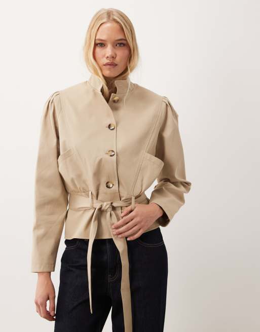 Miss Selfridge kort trenchcoat med ståkrage och markerad midja, 3 av 4