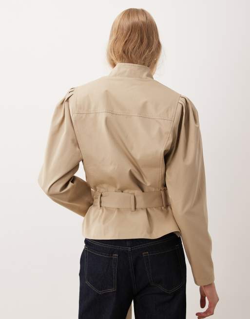 Miss Selfridge kort trenchcoat med ståkrage och markerad midja, 4 av 4