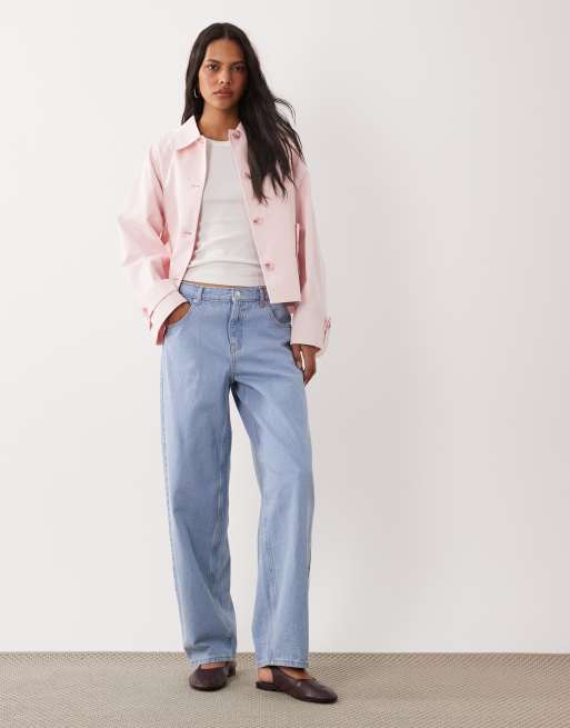 Miss Selfridge korte mac met strikdetail op de rug in roze, 2 van 4