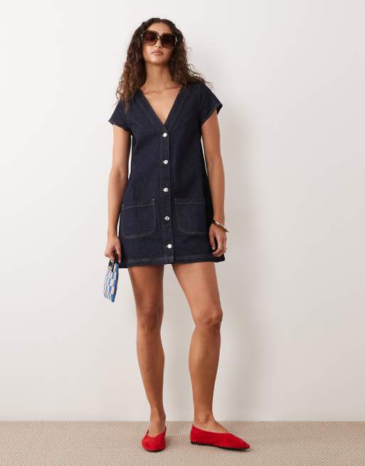 Miss Selfridge - Kortærmet minikjole med knapper, 2 af 4