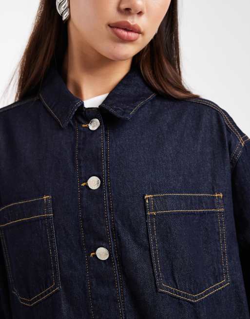 Miss Selfridge – Koszula jeansowa oversize w kolorze indygo, 4 z 4