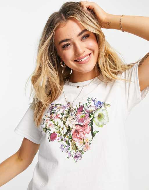 Miss Selfridge – Koszulka z kwiatowym sercem 