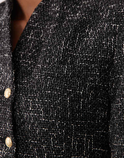 Miss Selfridge kraveløs blazer i sort bouclé, 3 af 4