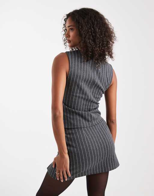 Miss Selfridge – Kritstrecksrandig skort i jersey, del av set, 5 av 5