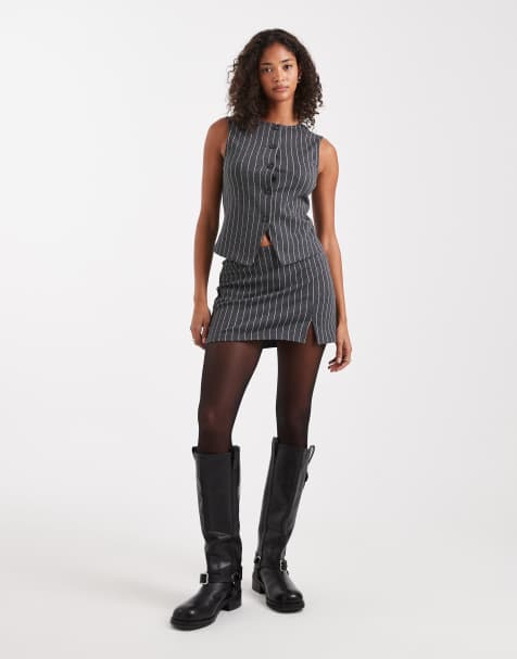 Miss Selfridge – Kritstrecksrandigt set i jersey - view 1