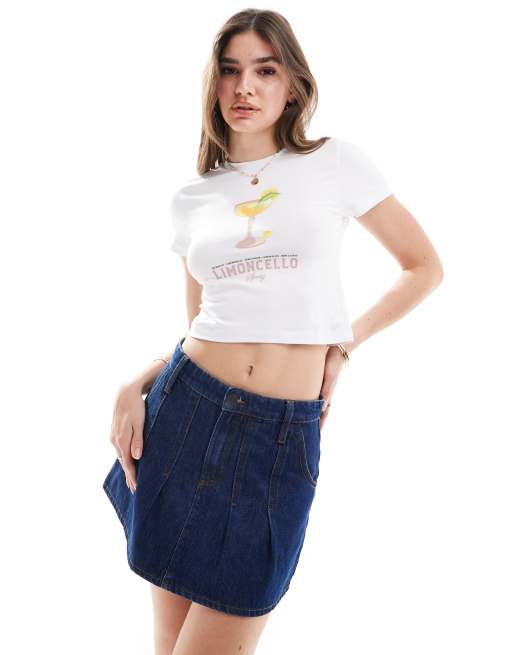 Miss Selfridge – Krótka koszulka z grafiką Limoncello