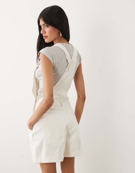 Miss Selfridge – Krótkie ogrodniczki w kolorze ecru, 4 z 4