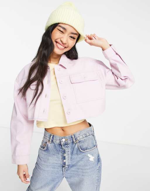 Miss Selfridge – Kurze Hemdjacke in Flieder