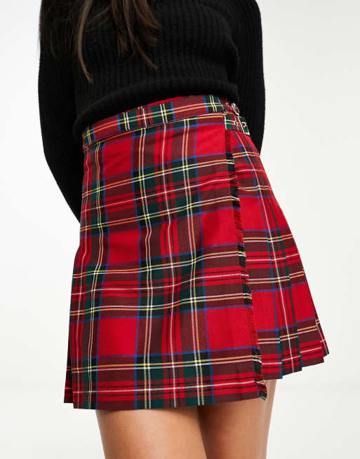 Miss Selfridge – Kurzer Kilt-Rock mit Schottenkaros und Schnallendetail, 3 von 4