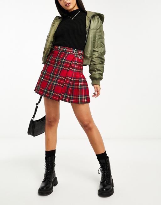 Miss Selfridge – Kurzer Kilt-Rock mit Schottenkaros und Schnallendetail, 4 von 4