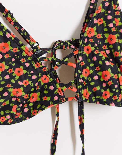Miss Selfridge – Kwiecista wiązana góra bikini, 3 z 4