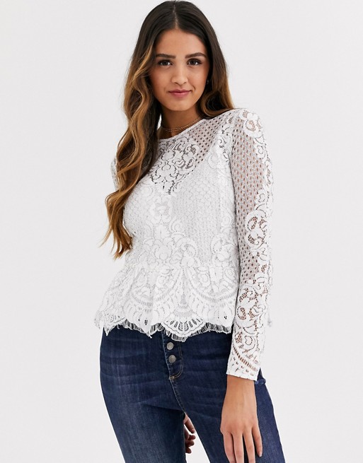 Miss Selfridge lace blouse in ivory