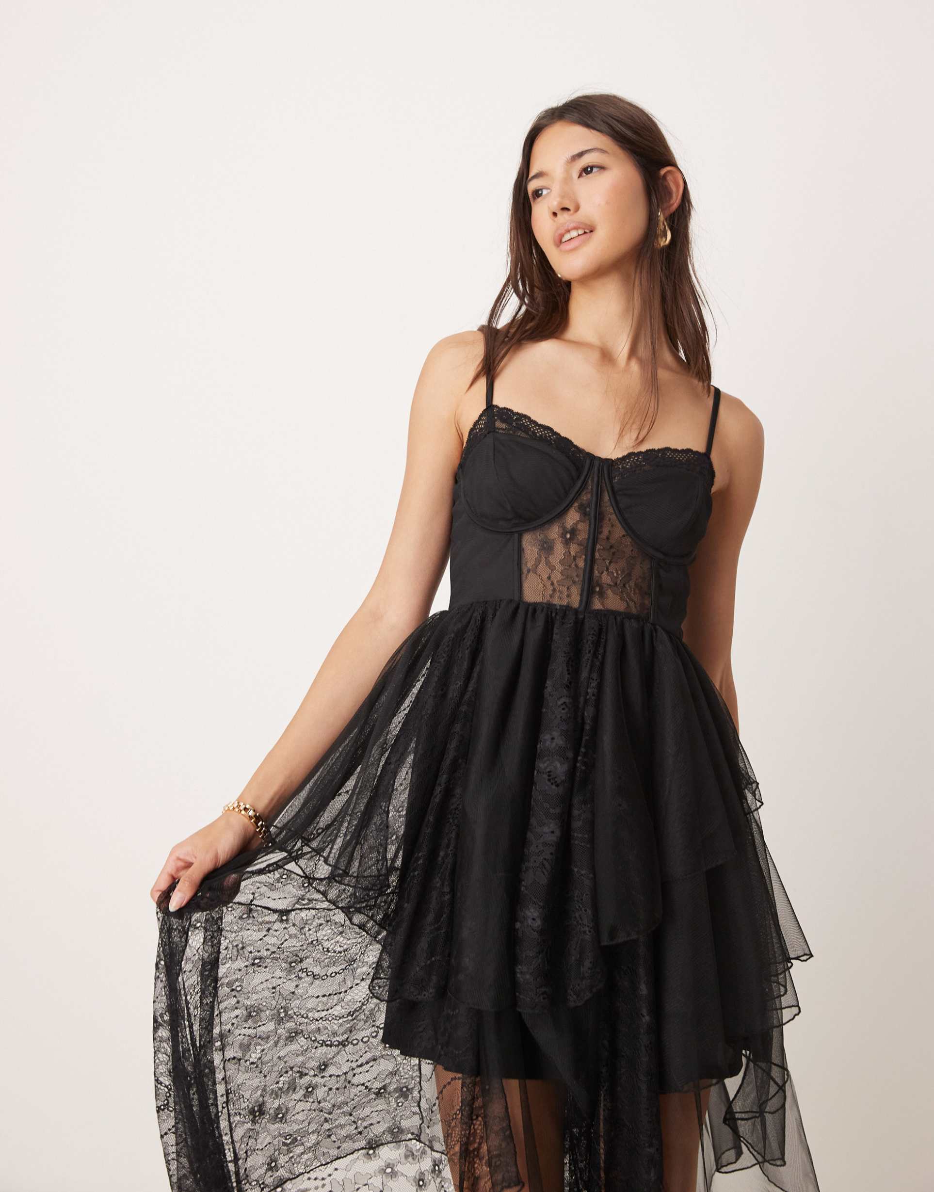 miss selfridge lace bow detail dress