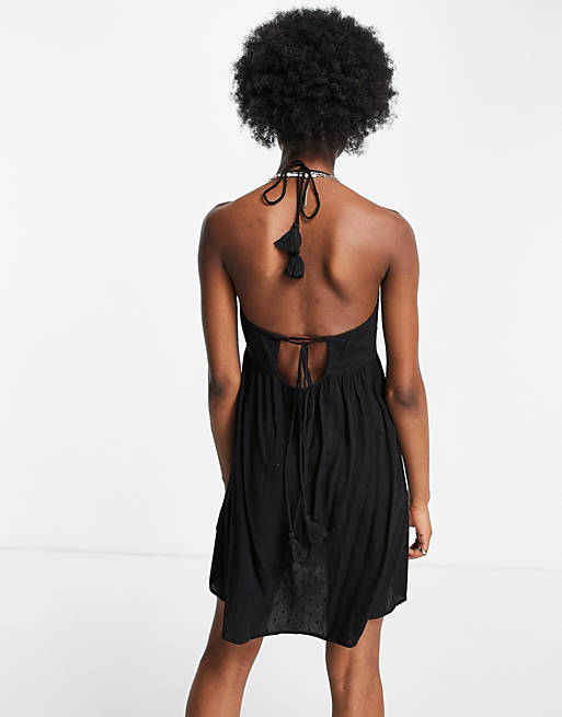  Miss Selfridge lace cami mini dress in black 