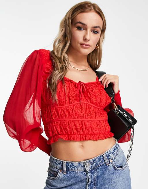 ASOS DESIGN Hope corset with chiffon straps in red