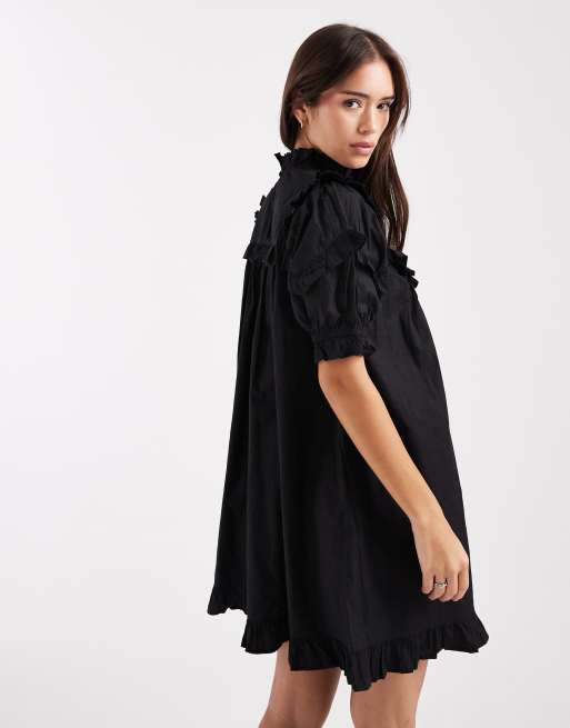 Miss Selfridge lace detail mini dress in black, 4 of 4