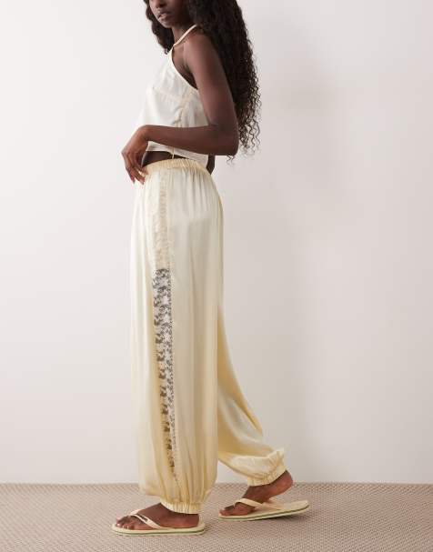 Miss Selfridge lace detail satin balloon trouser - view 1