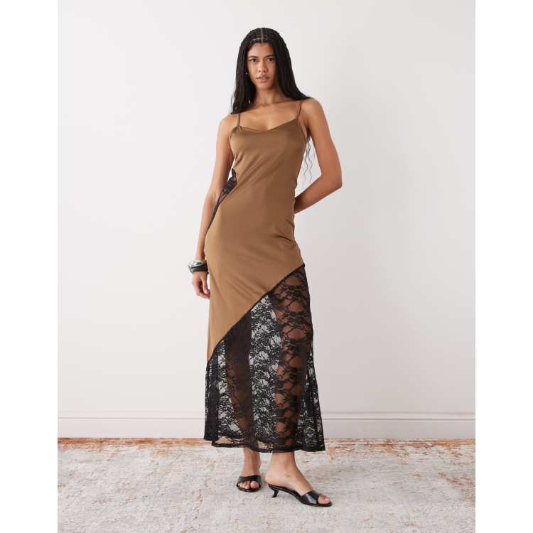 Miss Selfridge lace detail satin maxi dress | ASOS