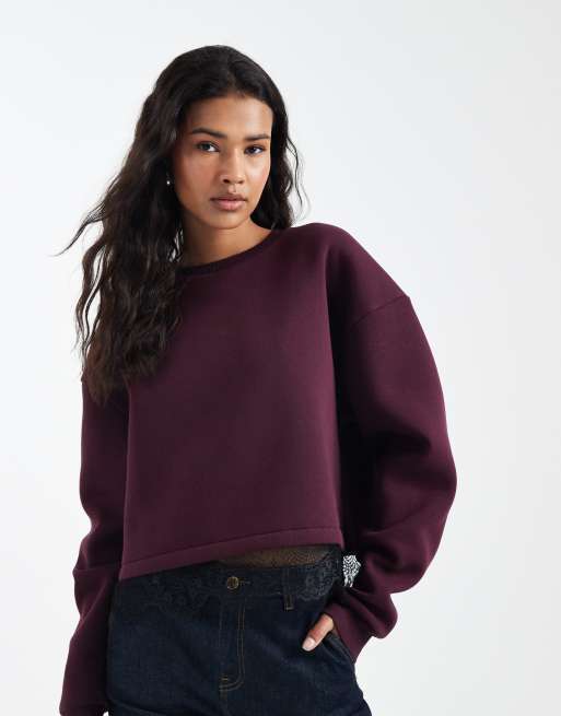 最終　HYKE 　 CROPPED TOP SWEATER PLUM 最終 HYKE CROPPED TOP SWEATER PLUM