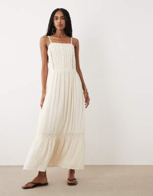 Miss Selfridge lace insert maxi dress in ivory