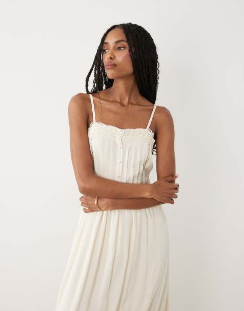 Miss Selfridge lace insert maxi dress in ivory - view 1