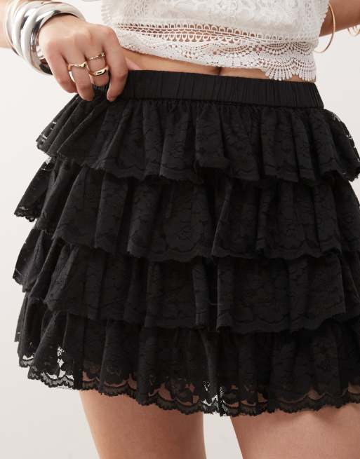 Miss Selfridge lace micro mini skirt in black