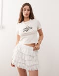 [Miss Selfridge] Miss Selfridge lace micro mini skirt in ivory-White 12 Ivory