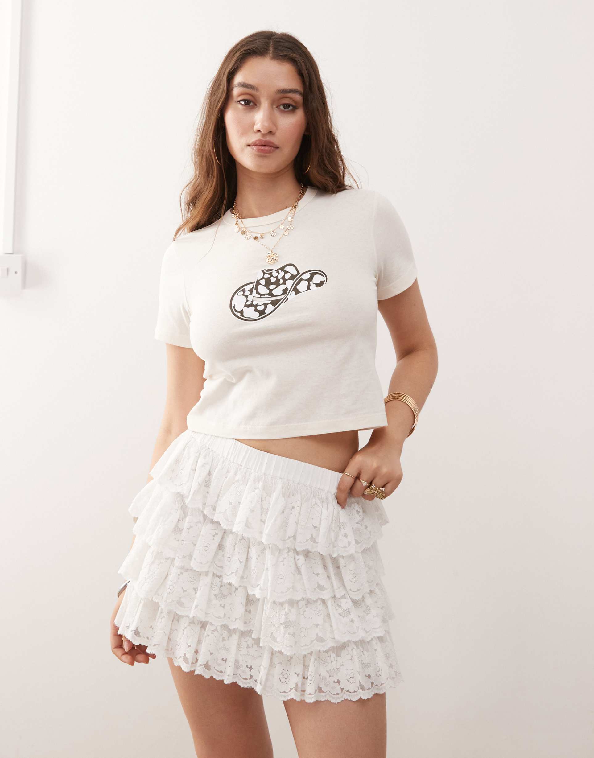 miss selfridge lace micro mini skirt in ivory