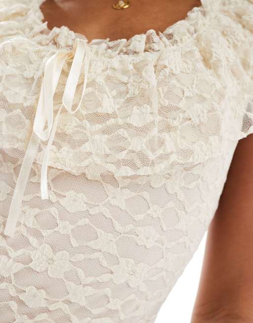chinese dress ladies Zapaka Women White Western Wedding Dress with Slit Mermaid Lace Sweep Train Long Sleeves Bridal Dress, White / US16 main image 1