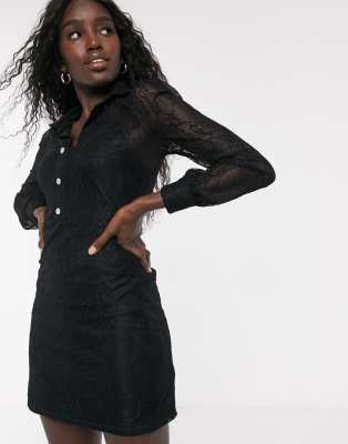 lace shirt dress black