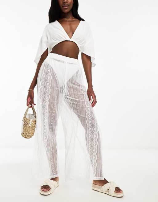 White on sale beach trousers