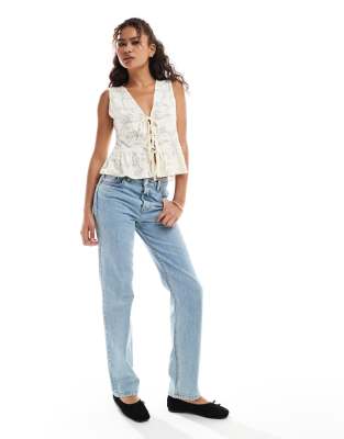 Miss Selfridge Lace Sleeveless Tie Front Top