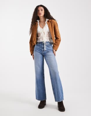 Miss Selfridge Lace Tie Front Ruffle Blouse In White