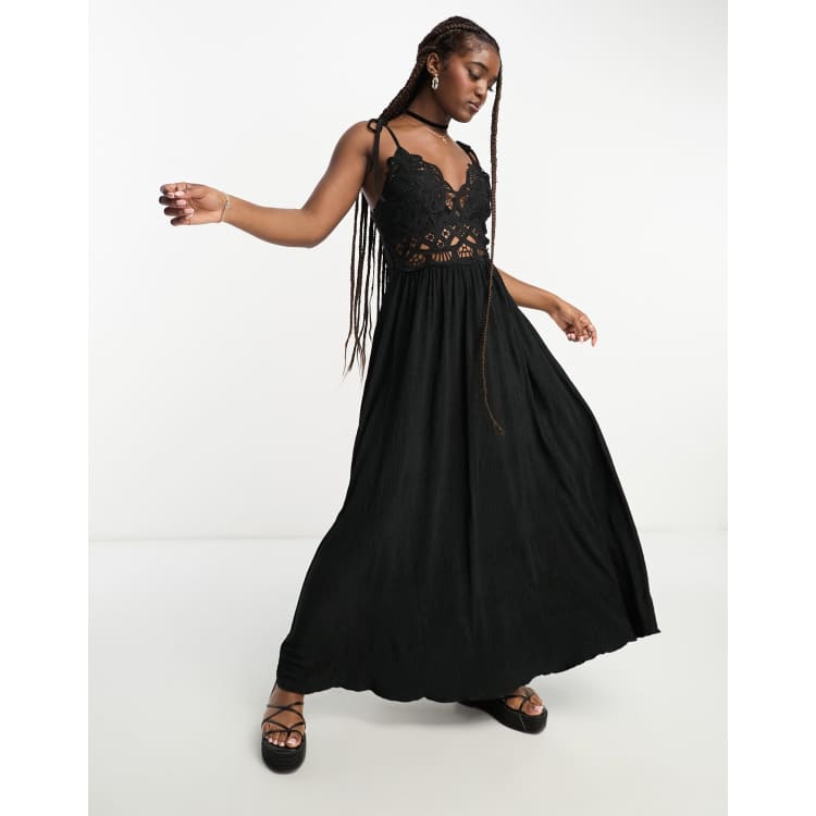 Ribbon Tie Strap Dress Black – Styched Fashion