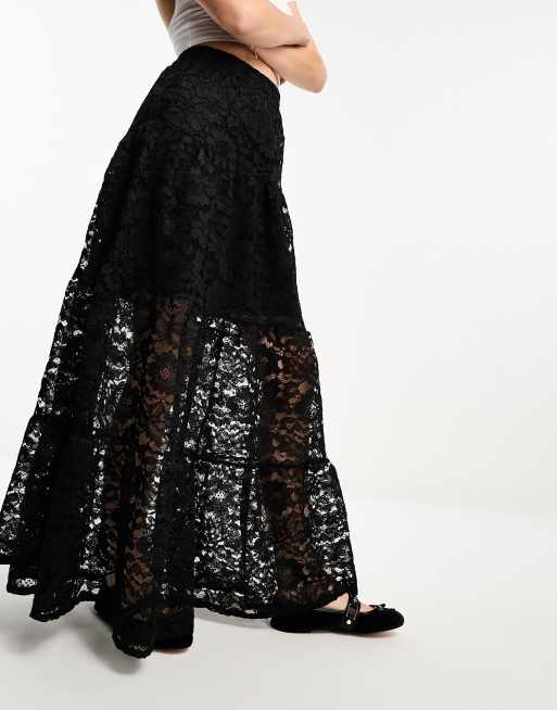 Black maxi 2024 lace skirt