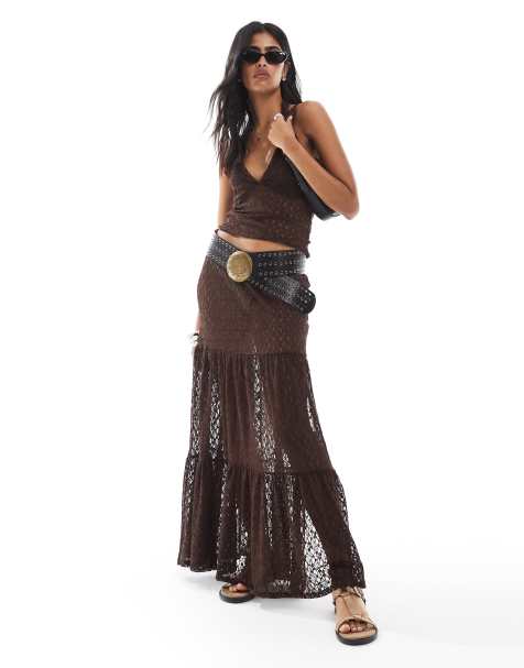 Miss Selfridge lace tiered maxi skirt - part of a set - view 1
